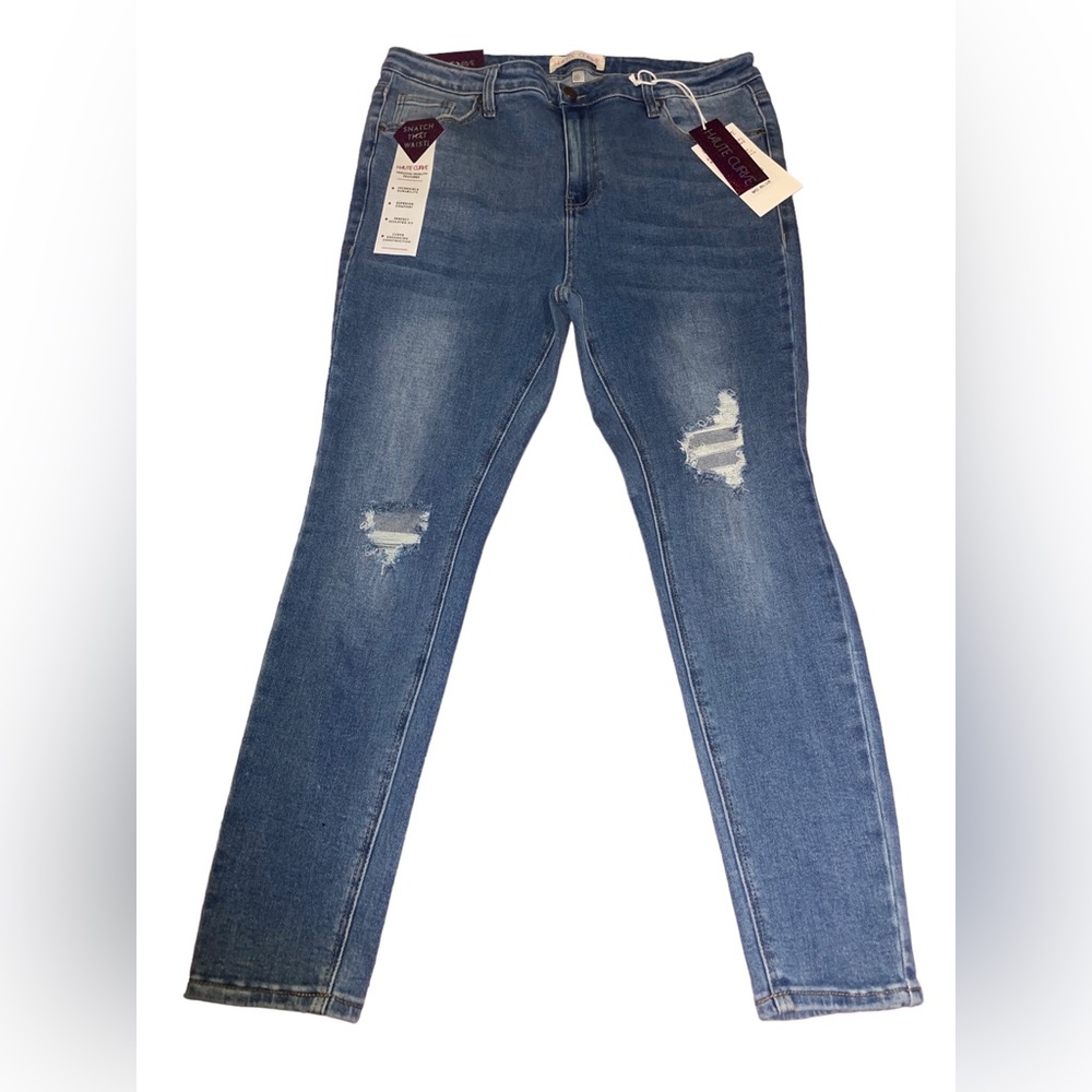 Women’s Jeans HAUTE CURVE Ripped High Rise Skinny light Blue Size 18
